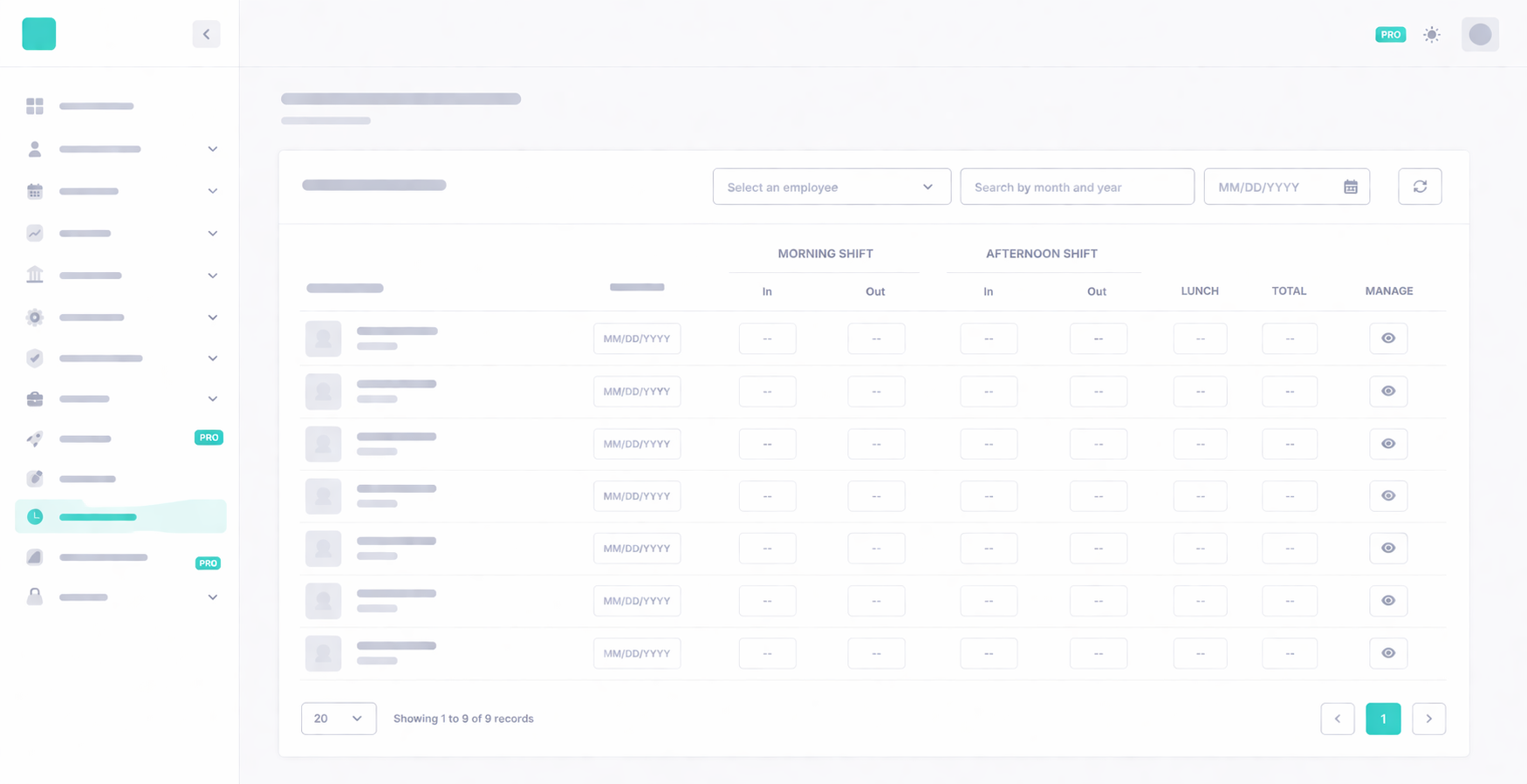 attendance tracking and face recognition interface